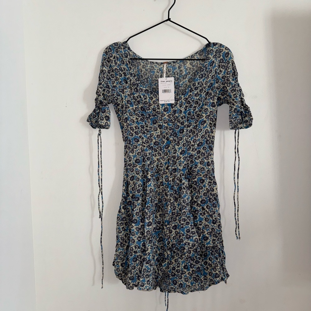 Free People Short Sleeve Floral Mini Dress